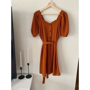 Rust Polka Dot Mini Dress
